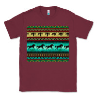 Burgundy turquoise horse and bullskull aztec  pattern Classic Tee - BarkalooDesign