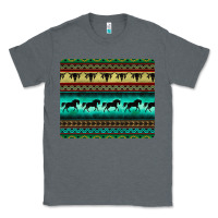 Charcoal Heather turquoise horse and bullskull aztec  pattern Classic Tee - BarkalooDesign