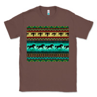 Chestnut turquoise horse and bullskull aztec  pattern Classic Tee - BarkalooDesign