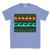 Colony Blue turquoise horse and bullskull aztec  pattern Classic Tee - BarkalooDesign