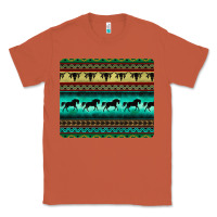 Copper turquoise horse and bullskull aztec  pattern Classic Tee - BarkalooDesign