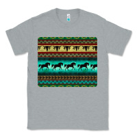Heather Grey turquoise horse and bullskull aztec  pattern Classic Tee - BarkalooDesign