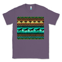 Lavender turquoise horse and bullskull aztec  pattern Classic Tee - BarkalooDesign