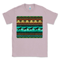 Lilac turquoise horse and bullskull aztec  pattern Classic Tee - BarkalooDesign