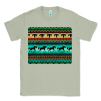 Matcha turquoise horse and bullskull aztec  pattern Classic Tee - BarkalooDesign