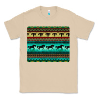Mushroom turquoise horse and bullskull aztec  pattern Classic Tee - BarkalooDesign