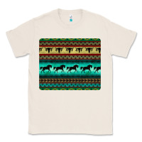 Natural turquoise horse and bullskull aztec  pattern Classic Tee - BarkalooDesign