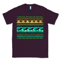 Plum turquoise horse and bullskull aztec  pattern Classic Tee - BarkalooDesign