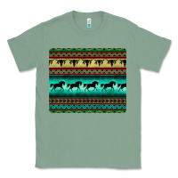 Sage turquoise horse and bullskull aztec  pattern Classic Tee - BarkalooDesign