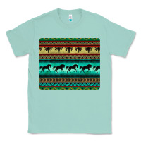 Seafoam turquoise horse and bullskull aztec  pattern Classic Tee - BarkalooDesign