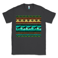 Smoke turquoise horse and bullskull aztec  pattern Classic Tee - BarkalooDesign