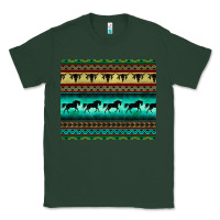 Sports Green turquoise horse and bullskull aztec  pattern Classic Tee - BarkalooDesign