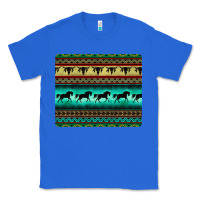 True Royal turquoise horse and bullskull aztec  pattern Classic Tee - BarkalooDesign