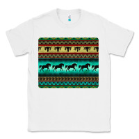 White turquoise horse and bullskull aztec  pattern Classic Tee - BarkalooDesign