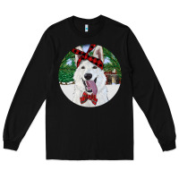Black Christmas White Shepherd With Cowhide Long Sleeve Tee - RanaPortraitStore