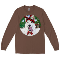 Chestnut Christmas White Shepherd With Cowhide Long Sleeve Tee - RanaPortraitStore