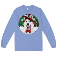 Colony Blue Christmas White Shepherd With Cowhide Long Sleeve Tee - RanaPortraitStore