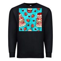Black valentines day cake and strawberries seamless pattern Premium Sweatshirt - BundleAndBundleShop