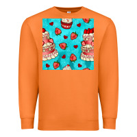 Carrot valentines day cake and strawberries seamless pattern Premium Sweatshirt - BundleAndBundleShop