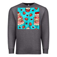 Charcoal Heather valentines day cake and strawberries seamless pattern Premium Sweatshirt - BundleAndBundleShop