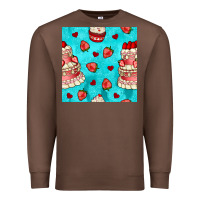 Chestnut valentines day cake and strawberries seamless pattern Premium Sweatshirt - BundleAndBundleShop