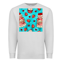 Dove Grey valentines day cake and strawberries seamless pattern Premium Sweatshirt - BundleAndBundleShop