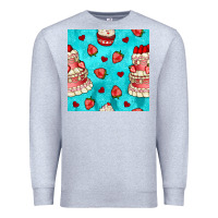 Heather Grey valentines day cake and strawberries seamless pattern Premium Sweatshirt - BundleAndBundleShop