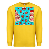 Lemon valentines day cake and strawberries seamless pattern Premium Sweatshirt - BundleAndBundleShop