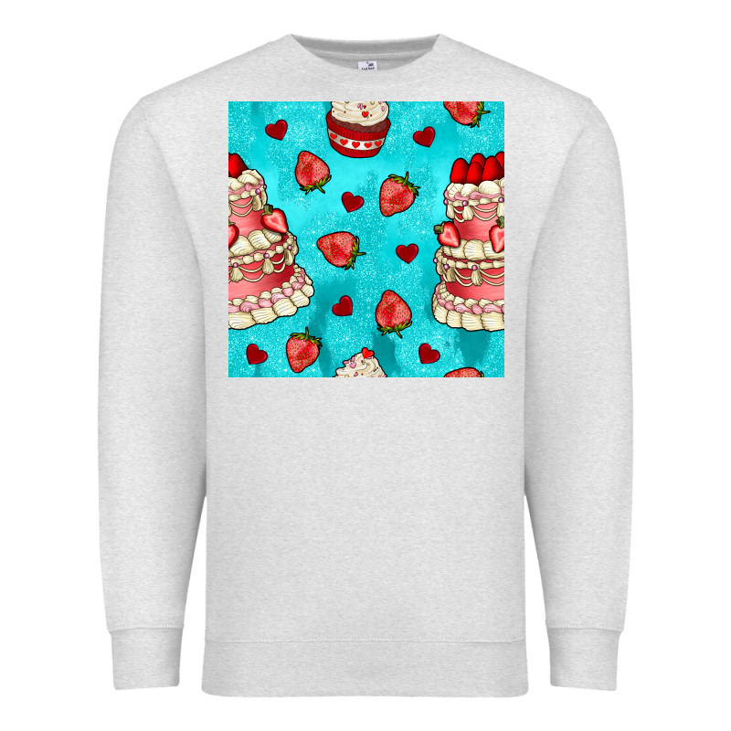 Valentines Day Cake And Strawberries Seamless Pattern Premium Sweatshirt by BundleAndBundleShop | Teevron