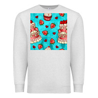 Oatmeal Heather valentines day cake and strawberries seamless pattern Premium Sweatshirt - BundleAndBundleShop