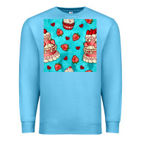 Ocean Blue valentines day cake and strawberries seamless pattern Premium Sweatshirt - BundleAndBundleShop