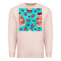 Pale Pink valentines day cake and strawberries seamless pattern Premium Sweatshirt - BundleAndBundleShop