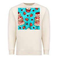 Sandshell valentines day cake and strawberries seamless pattern Premium Sweatshirt - BundleAndBundleShop