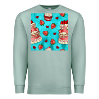 Seafoam valentines day cake and strawberries seamless pattern Premium Sweatshirt - BundleAndBundleShop