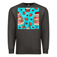 Smoke valentines day cake and strawberries seamless pattern Premium Sweatshirt - BundleAndBundleShop