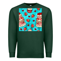 Sports Green valentines day cake and strawberries seamless pattern Premium Sweatshirt - BundleAndBundleShop