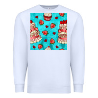 White valentines day cake and strawberries seamless pattern Premium Sweatshirt - BundleAndBundleShop