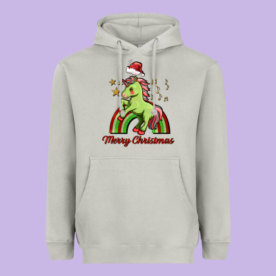 Merry Christmas Unicorn Heavyweight Hoodie Designed By Fadigitalartstudio
