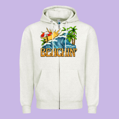 Beachin Zipper Hoodie Designed By Texasbilliewilder