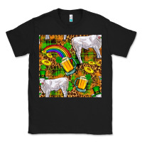 St. Patricks Cow With Rainbow And Beer Seamless Classic Tee | Teevron