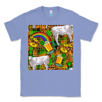 Colony Blue St. Patricks Cow With Rainbow And Beer Seamless Classic Tee - FaDigitalArtStudio