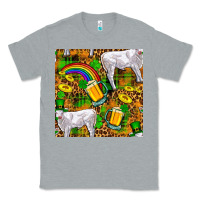 Heather Grey St. Patricks Cow With Rainbow And Beer Seamless Classic Tee - FaDigitalArtStudio