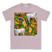Lilac St. Patricks Cow With Rainbow And Beer Seamless Classic Tee - FaDigitalArtStudio