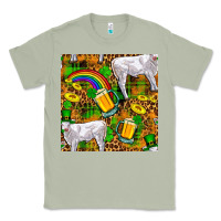 Matcha St. Patricks Cow With Rainbow And Beer Seamless Classic Tee - FaDigitalArtStudio