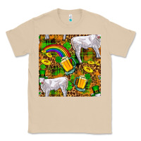 Mushroom St. Patricks Cow With Rainbow And Beer Seamless Classic Tee - FaDigitalArtStudio
