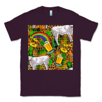 Plum St. Patricks Cow With Rainbow And Beer Seamless Classic Tee - FaDigitalArtStudio