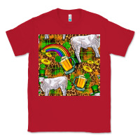 Red St. Patricks Cow With Rainbow And Beer Seamless Classic Tee - FaDigitalArtStudio