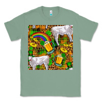 Sage St. Patricks Cow With Rainbow And Beer Seamless Classic Tee - FaDigitalArtStudio
