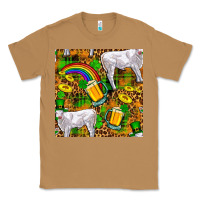 Toasted Coconut St. Patricks Cow With Rainbow And Beer Seamless Classic Tee - FaDigitalArtStudio