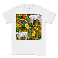White St. Patricks Cow With Rainbow And Beer Seamless Classic Tee - FaDigitalArtStudio